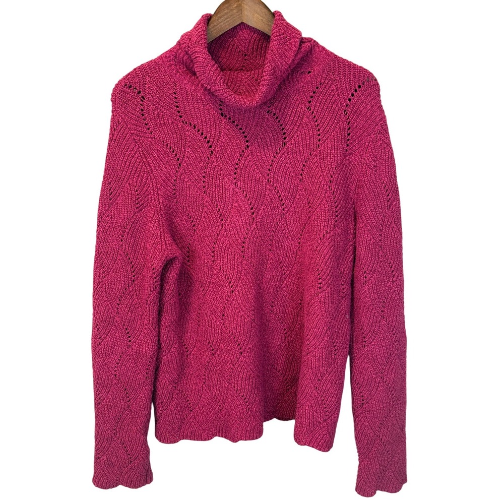 Sundance Champlain Pink Cable‎ Knit Turtleneck Sweater Size XL